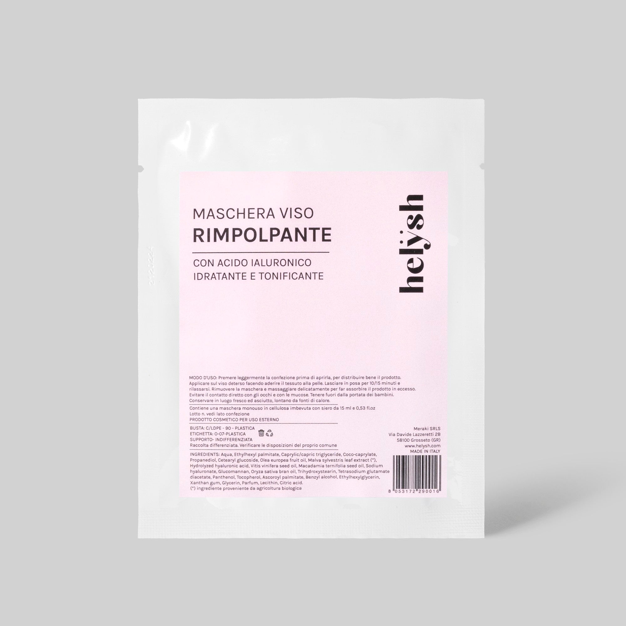 Maschera viso rimpolpante e idratante